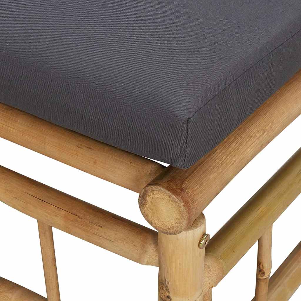 Set Salotto da Giardino 3pz con Cuscini Grigio Scuro Bambù | homemem39