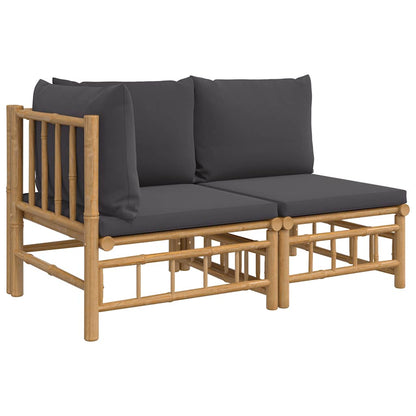 Set Salotto da Giardino 2pz con Cuscini Bambù