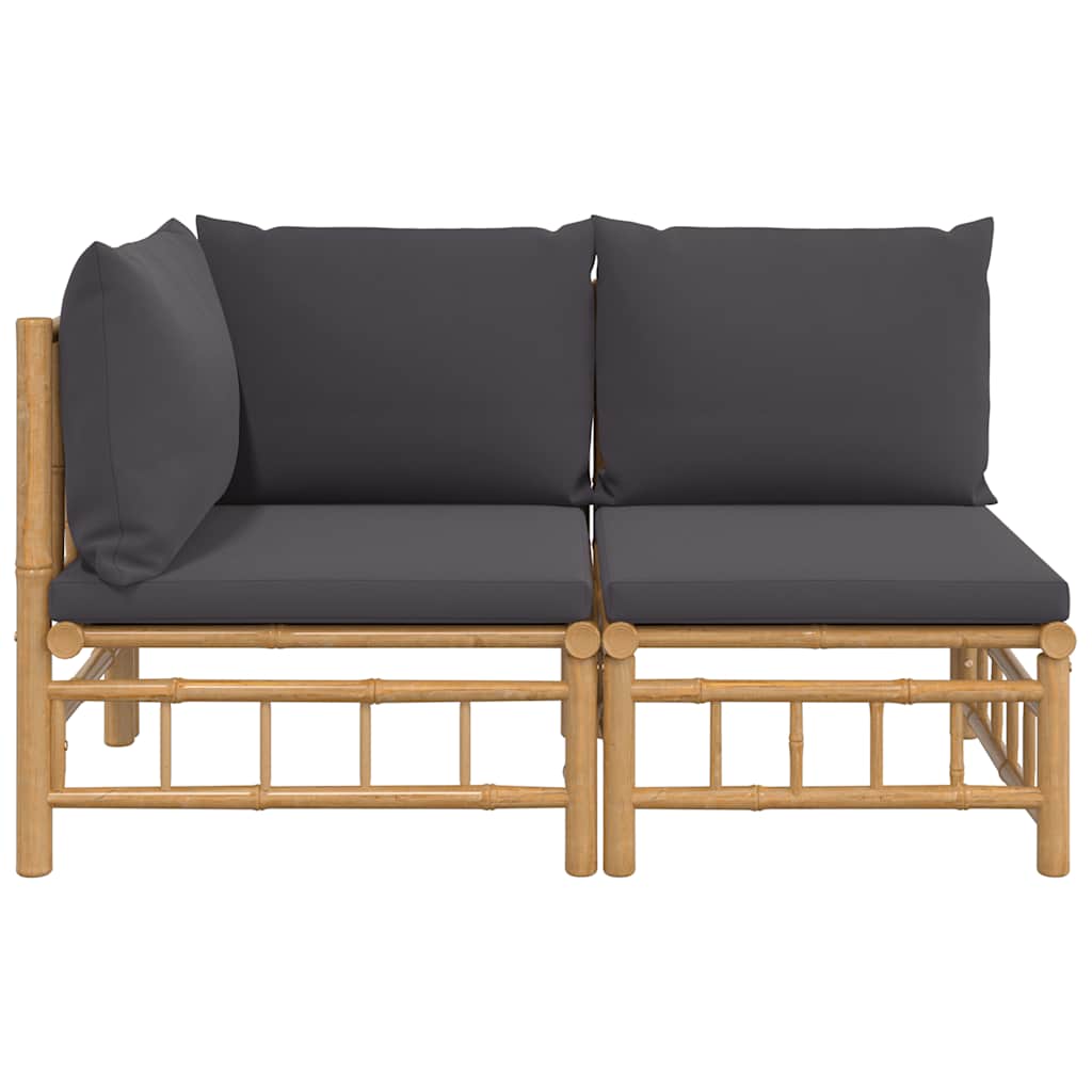 Set Salotto da Giardino 2pz con Cuscini Bambù