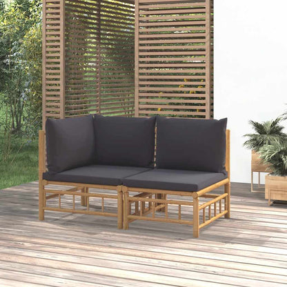 Set Salotto da Giardino 2pz con Cuscini Bambù