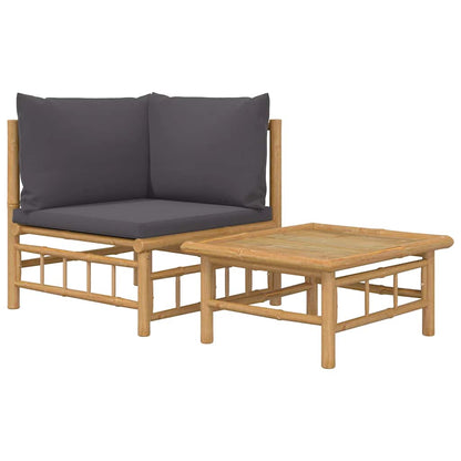 Set Salotto da Giardino 2pz con Cuscini Bambù