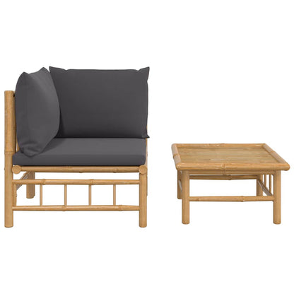 Set Salotto da Giardino 2pz con Cuscini Grigio Scuro Bambù | homemem39