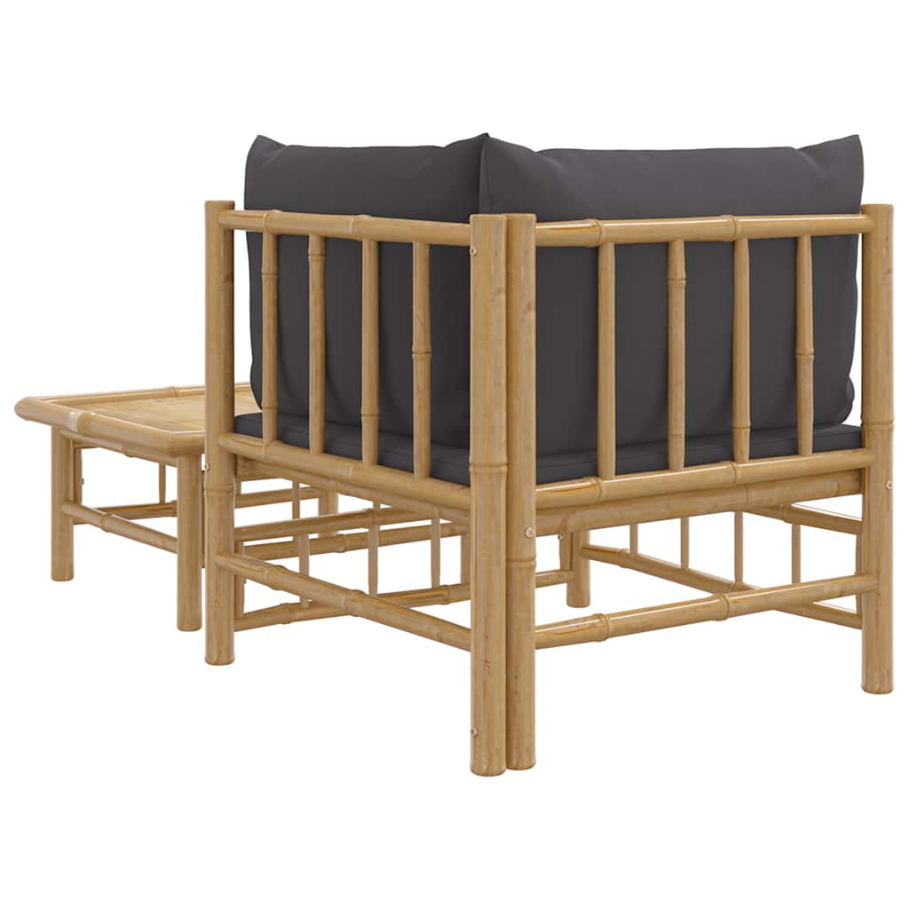 Set Salotto da Giardino 2pz con Cuscini Bambù