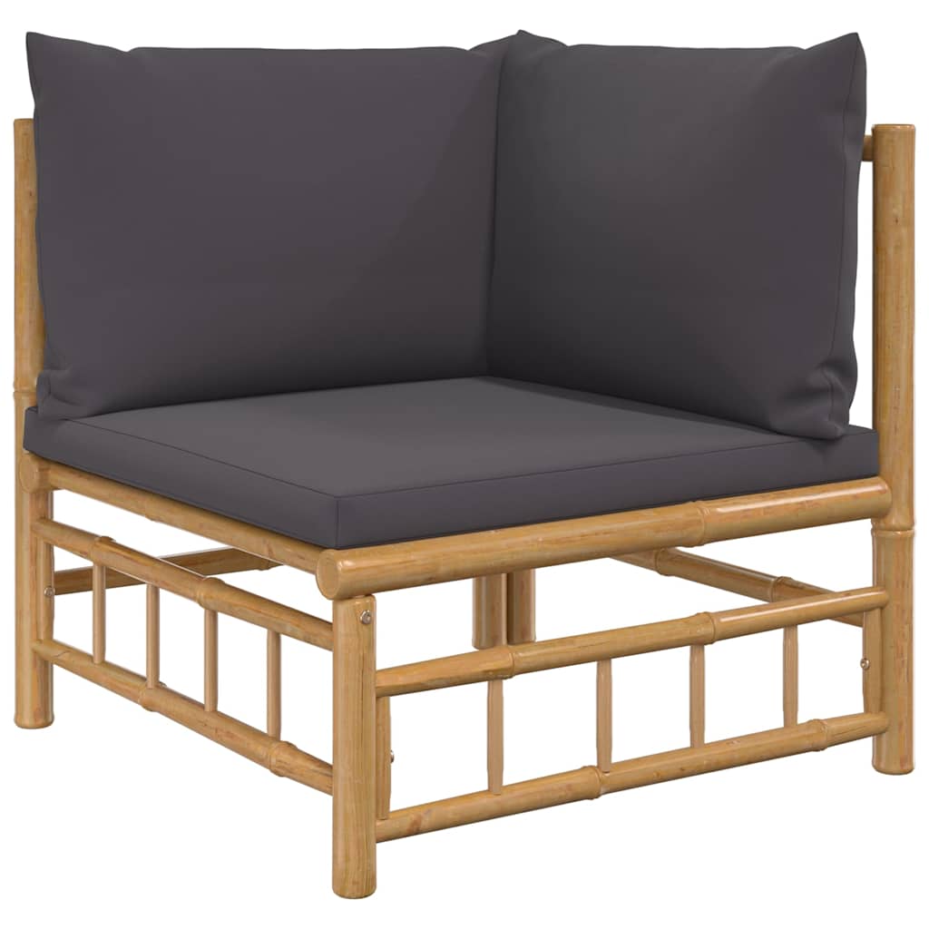 Set Salotto da Giardino 2pz con Cuscini Grigio Scuro Bambù | homemem39