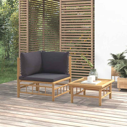 Set Salotto da Giardino 2pz con Cuscini Grigio Scuro Bambù | homemem39