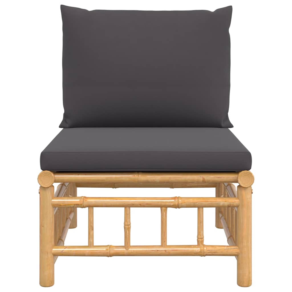 Divano Centrale da Giardino con Cuscini Grigio Scuro Bambù - homemem39