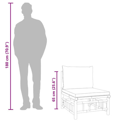 Divano Centrale da Giardino con Cuscini Grigio Scuro Bambù - homemem39