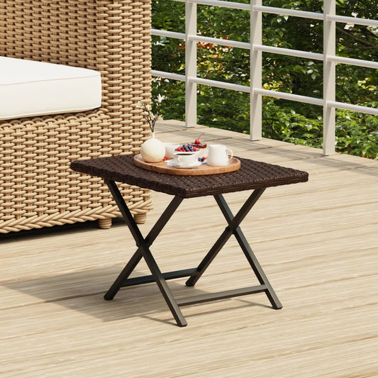 Tavolo Pieghevole Marrone 45x35x32 cm in Polyrattan - homemem39