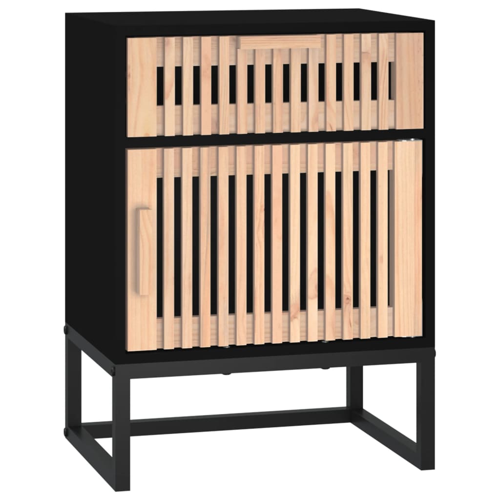 Comodino Nero 40x30x55,5 cm Legno Multistrato e Ferro - homemem39