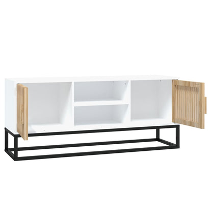 Mobile Porta TV Bianco 105x30x45cm in Legno Multistrato e Ferro - homemem39