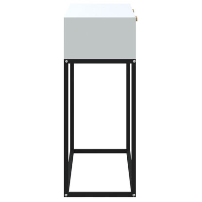 Tavolino Consolle Bianco 80x30x75 cm Legno Multistrato e Ferro | homemem39