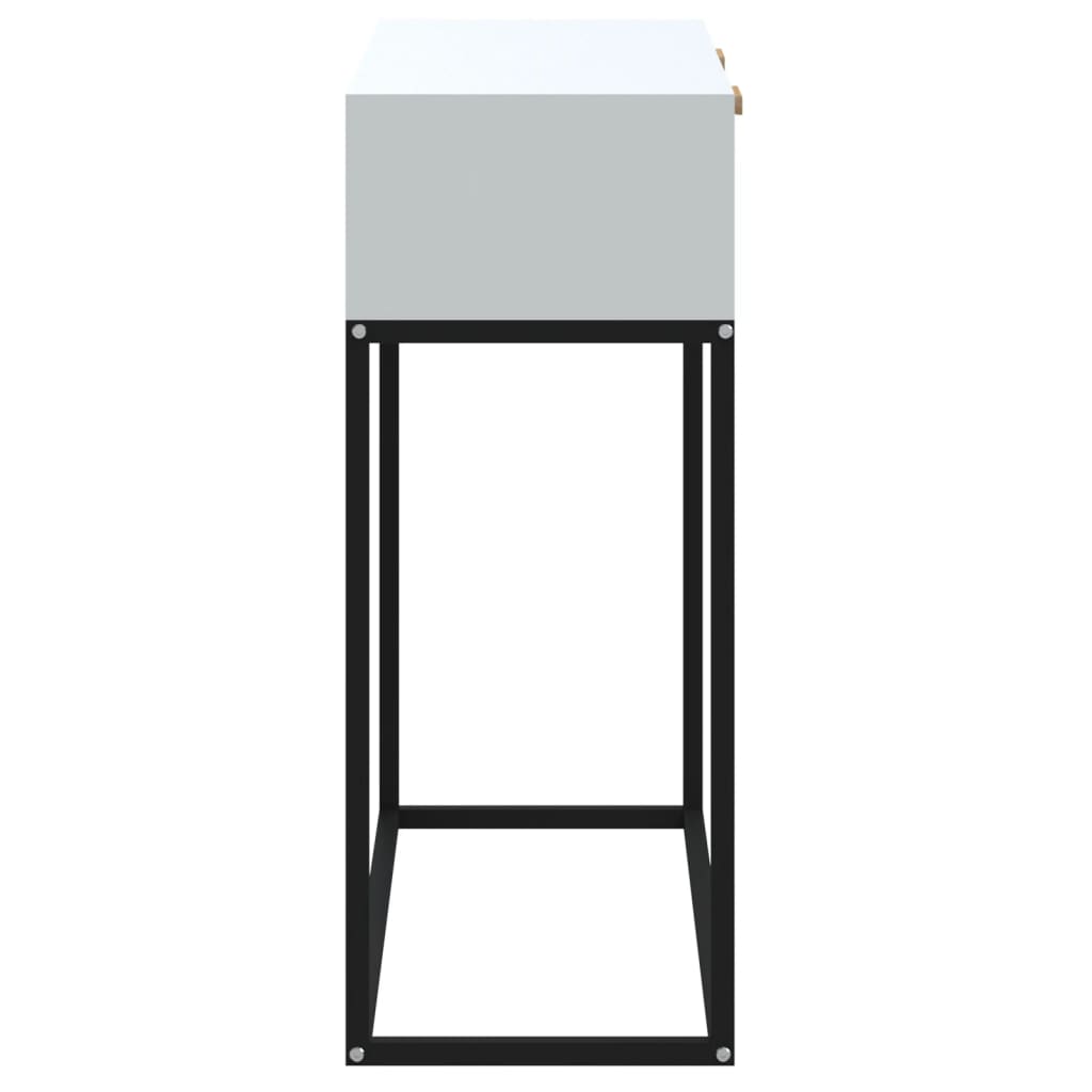 Tavolino Consolle Bianco 80x30x75 cm Legno Multistrato e Ferro - homemem39