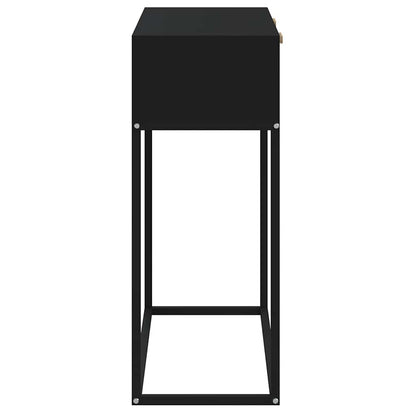 Tavolino Consolle Nero 80x30x75 cm Legno Multistrato e Ferro
