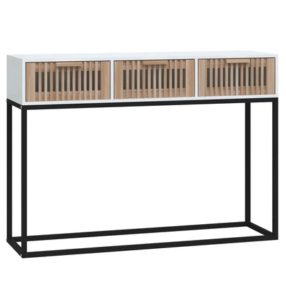 Tavolino Consolle Bianco 105x30x75 cm Legno Multistrato e Ferro - homemem39