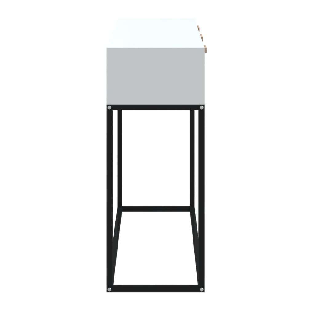 Tavolino Consolle Bianco 105x30x75 cm Legno Multistrato e Ferro | homemem39
