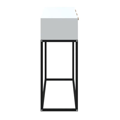 Tavolino Consolle Bianco 105x30x75 cm Legno Multistrato e Ferro