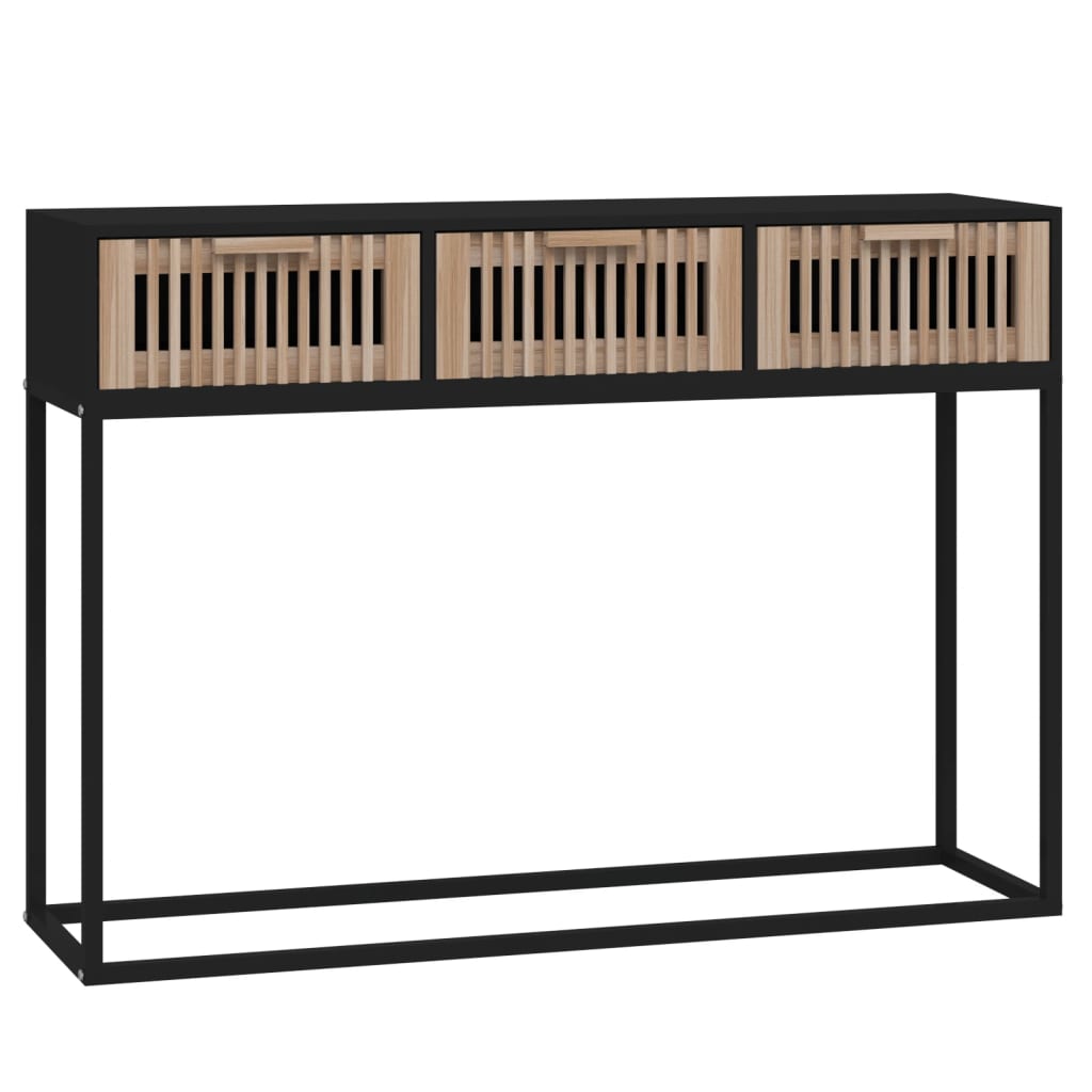 Tavolino Consolle Nero 105x30x75 cm Legno Multistrato e Ferro | homemem39