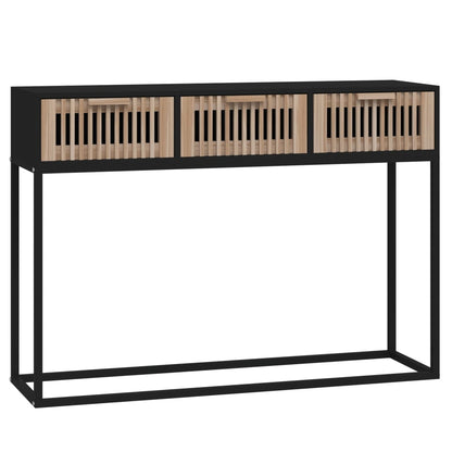 Tavolino Consolle Nero 105x30x75 cm Legno Multistrato e Ferro | homemem39