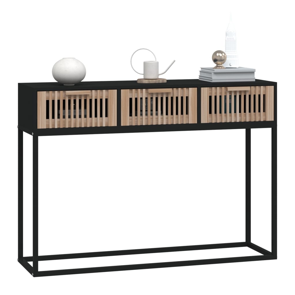 Tavolino Consolle Nero 105x30x75 cm Legno Multistrato e Ferro - homemem39