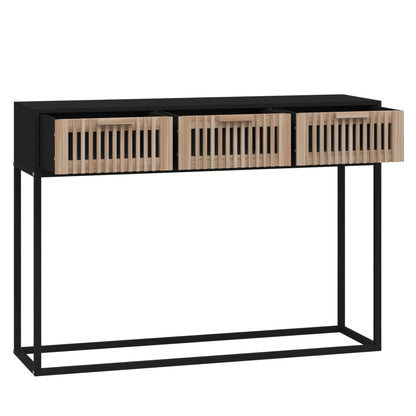 Tavolino Consolle Nero 105x30x75 cm Legno Multistrato e Ferro - homemem39