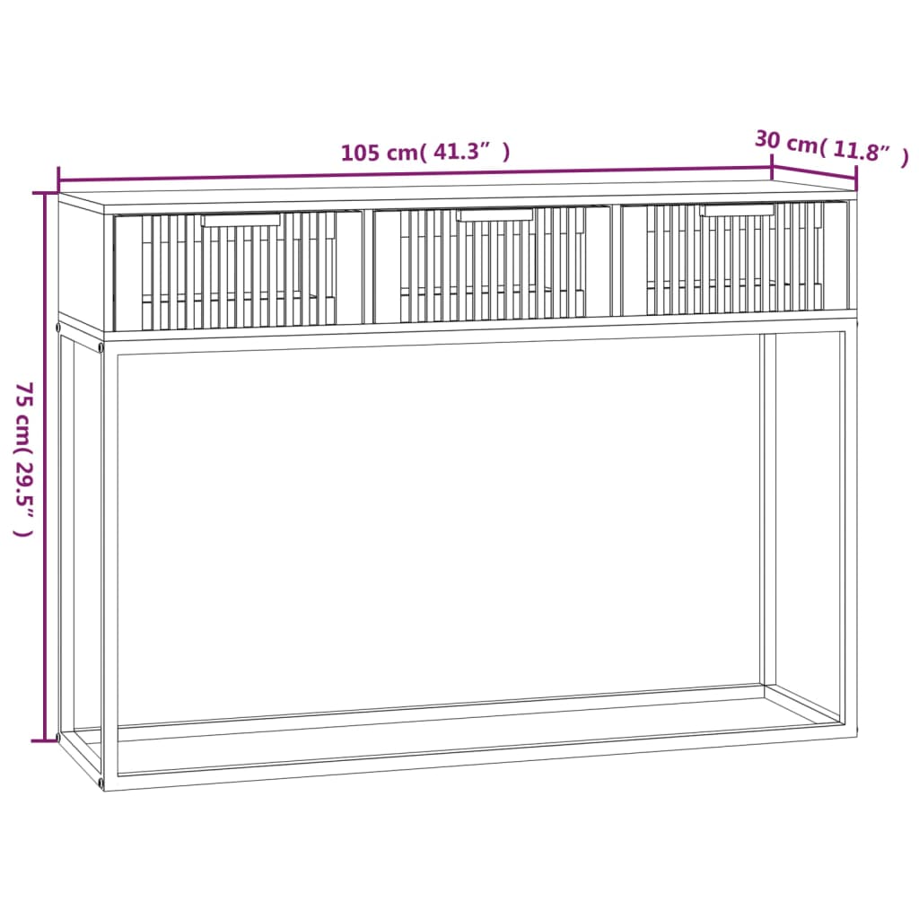 Tavolino Consolle 105x30x75 cm Legno Multistrato e Ferro | homemem39