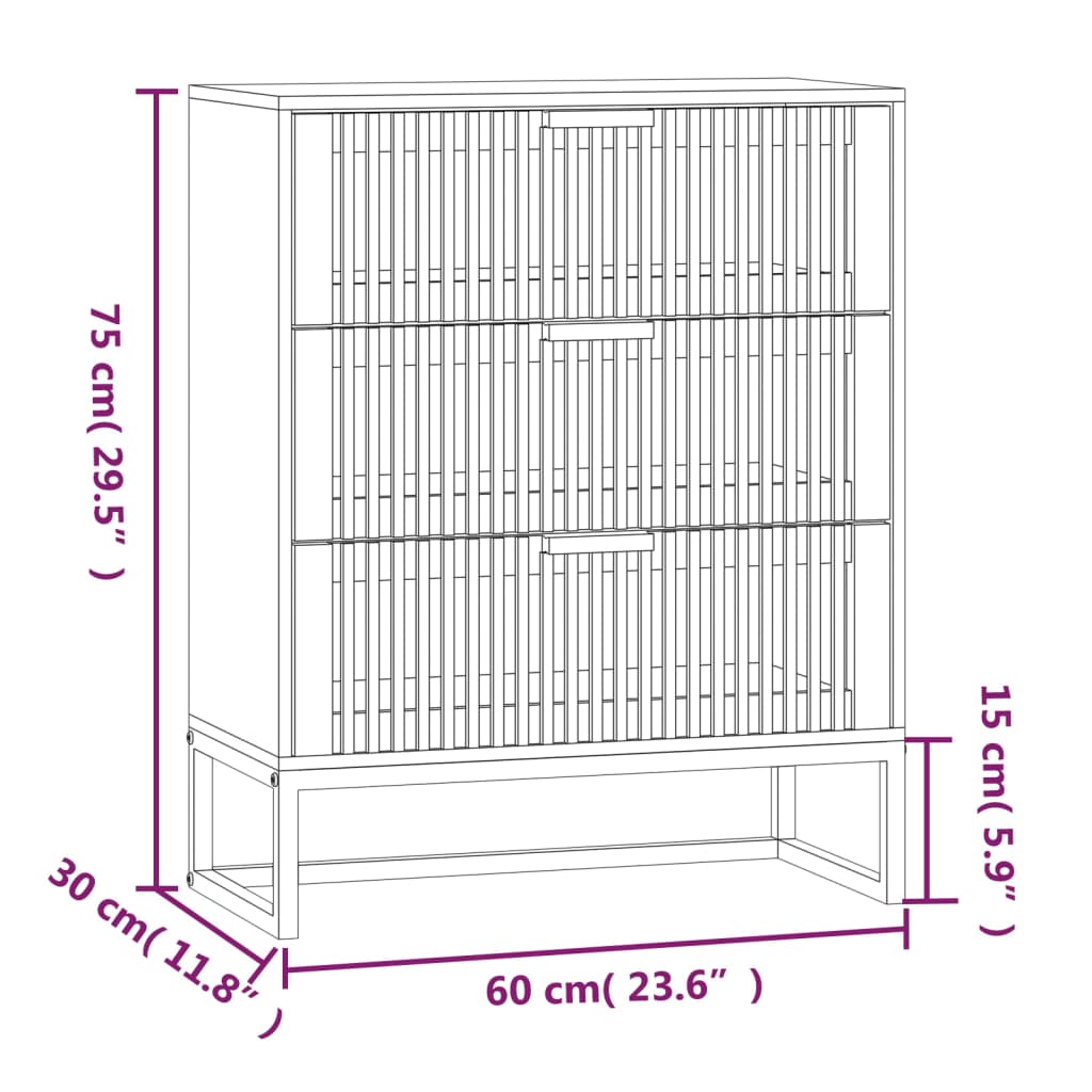Credenza Nera 60x30x75 cm in Legno Multistrato