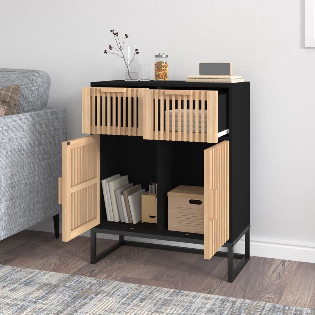 Credenza Nera 60x30x75 cm in Legno Multistrato - homemem39