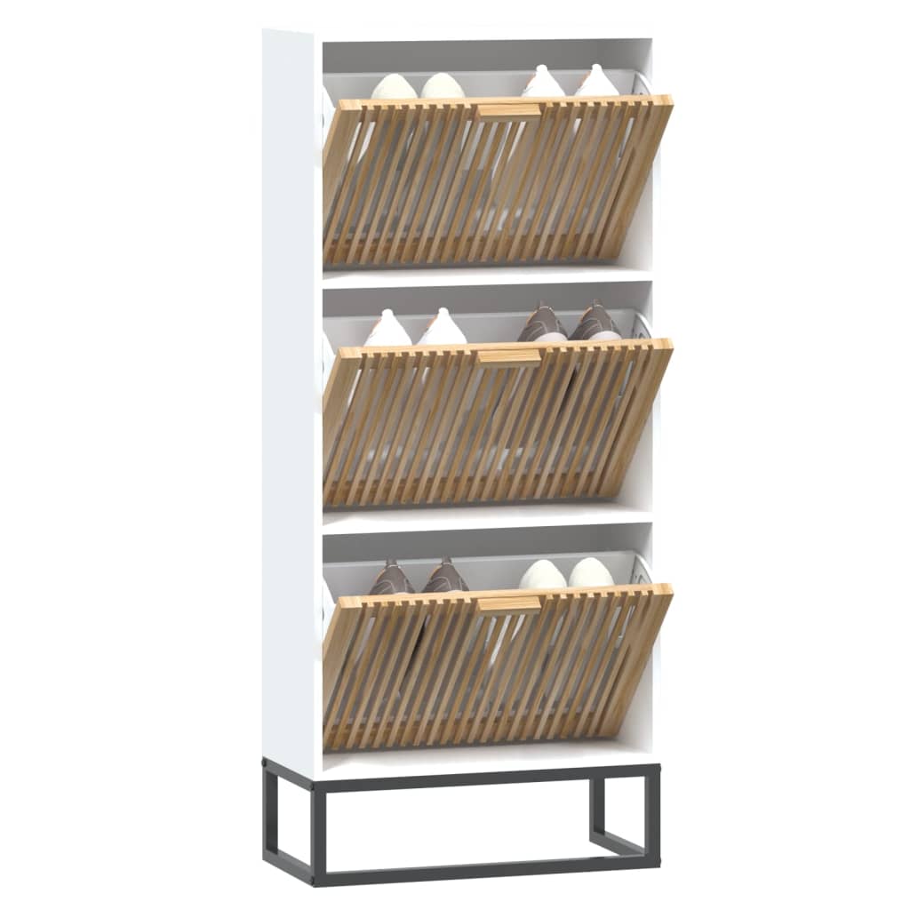 Scarpiera Bianca 52x25x120 cm in Legno Multistrato - homemem39
