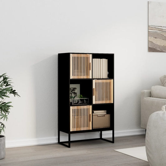 Credenza Nera 70x35x125 cm in Legno Multistrato - homemem39