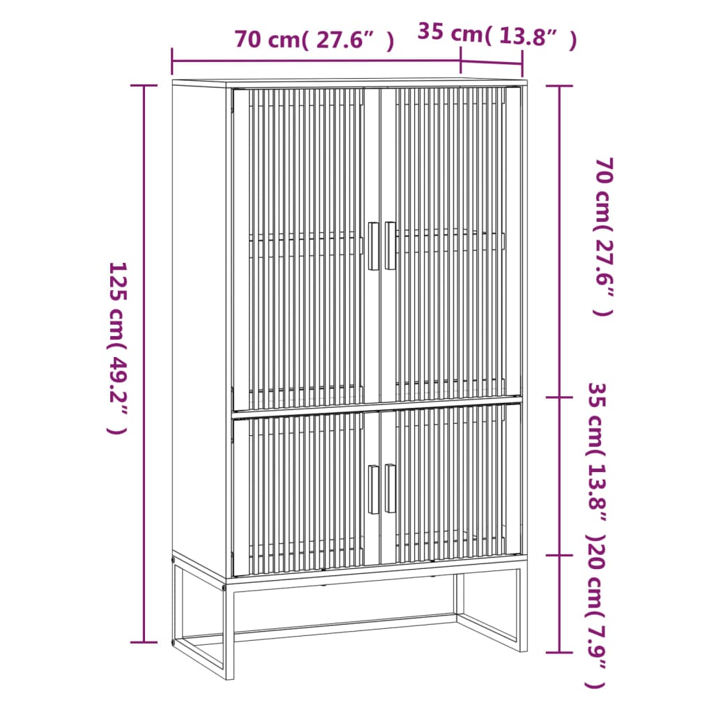 Credenza Bianca 70x35x125 cm in Legno Multistrato - homemem39