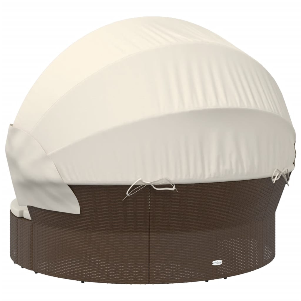 Lettino Prendisole Esterno Tetto e Cuscini Marrone Polyrattan | homemem39