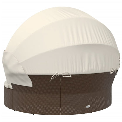 Lettino Prendisole Esterno Tetto e Cuscini Marrone Polyrattan | homemem39