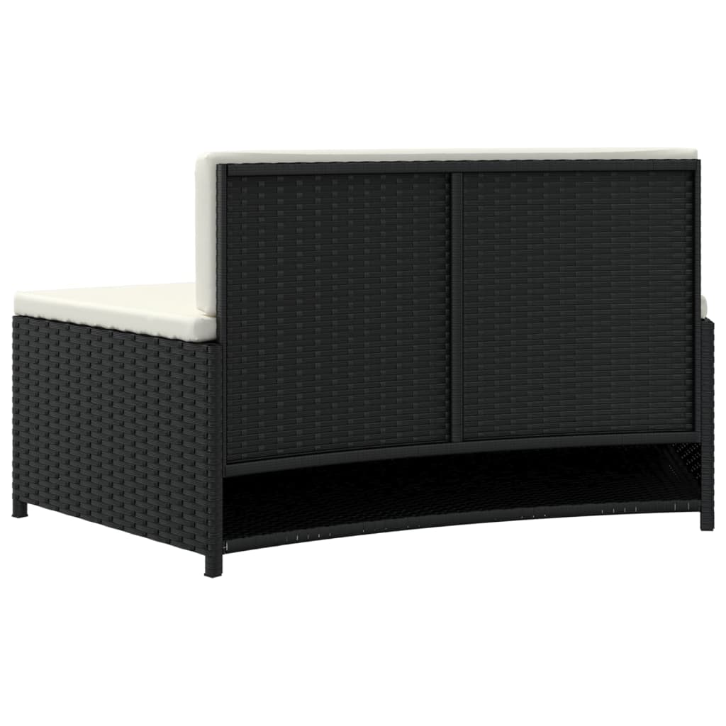 Panche per Spa con Cuscini 2 pz in Polyrattan Nero