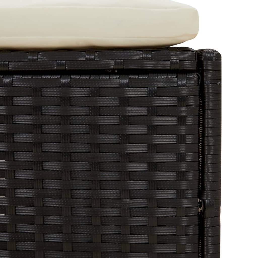 Panche per Spa con Cuscini 2 pz in Polyrattan Nero