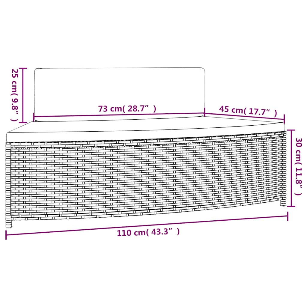 Panche per Spa con Cuscini 2 pz in Polyrattan Grigio - homemem39