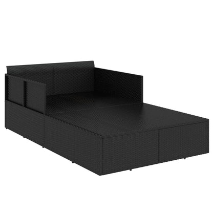 Lettino con Cuscini Nero 182x118x63 cm in Polyrattan - homemem39