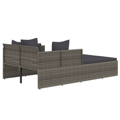 Lettino con Cuscini Grigio 182x118x63 cm in Polyrattan - homemem39