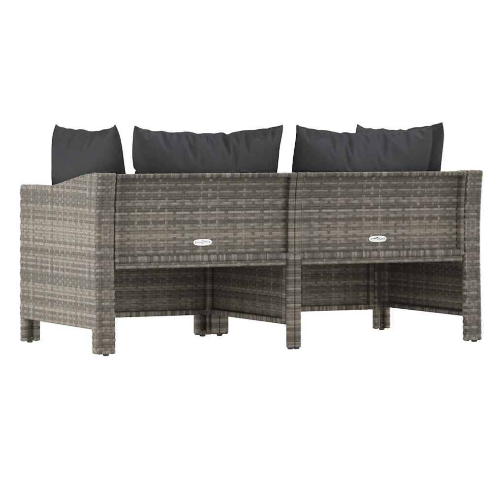 Set da giardino 2 pezzi con cuscini grigio in polyrattan