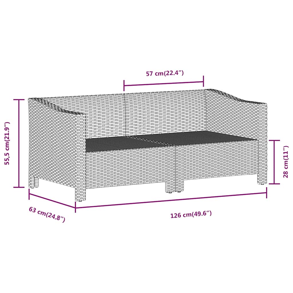 Set da giardino 2 pezzi con cuscini grigio in polyrattan