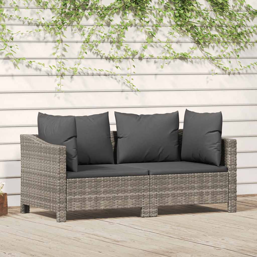 Set da giardino 2 pezzi con cuscini grigio in polyrattan