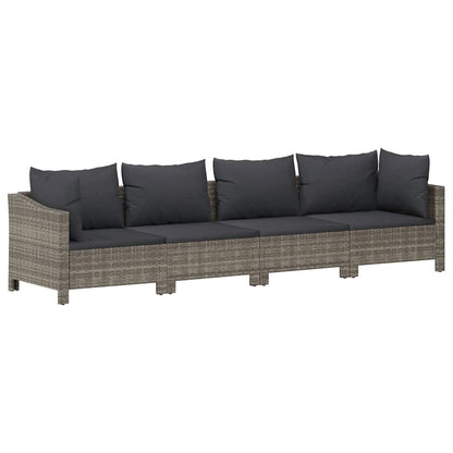 Set da giardino 4 pezzi con cuscini grigio in polyrattan - homemem39