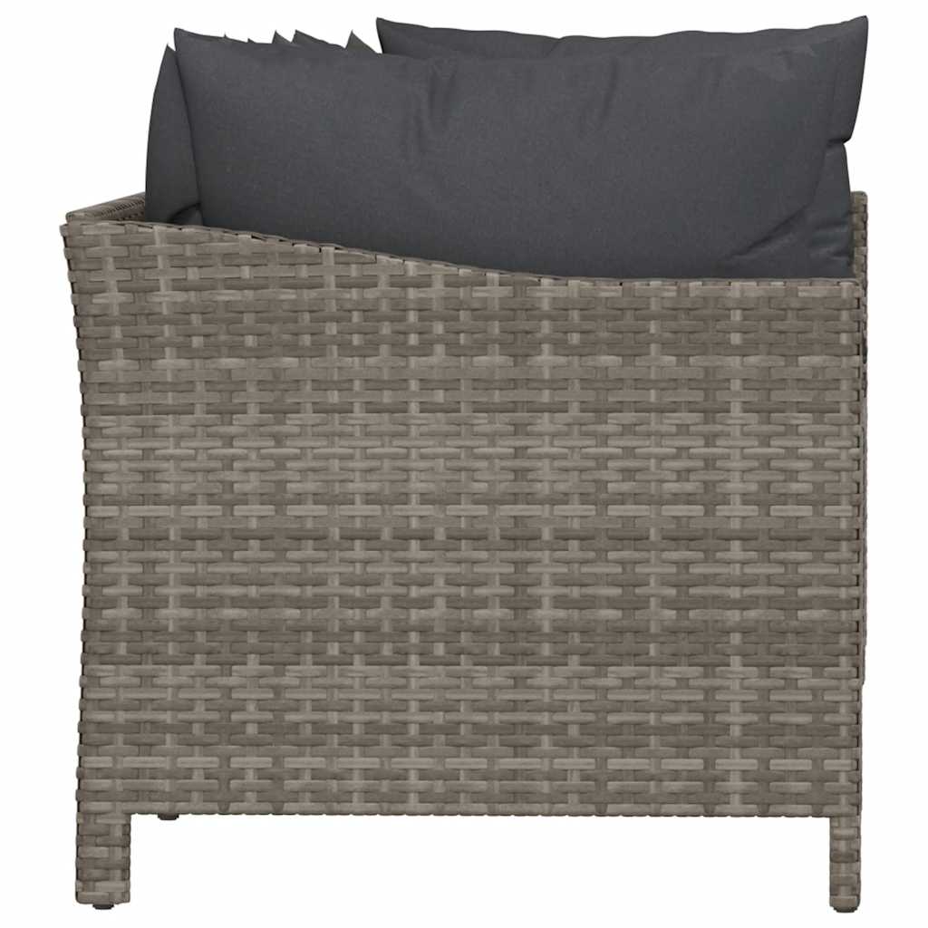 Set da giardino 4 pezzi con cuscini grigio in polyrattan - homemem39