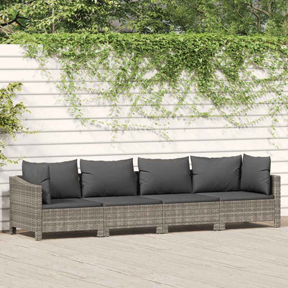 Set da giardino 4 pezzi con cuscini grigio in polyrattan - homemem39