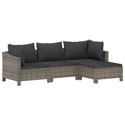 Set Divani da Giardino 4 pz con Cuscini in Polyrattan Grigio - homemem39