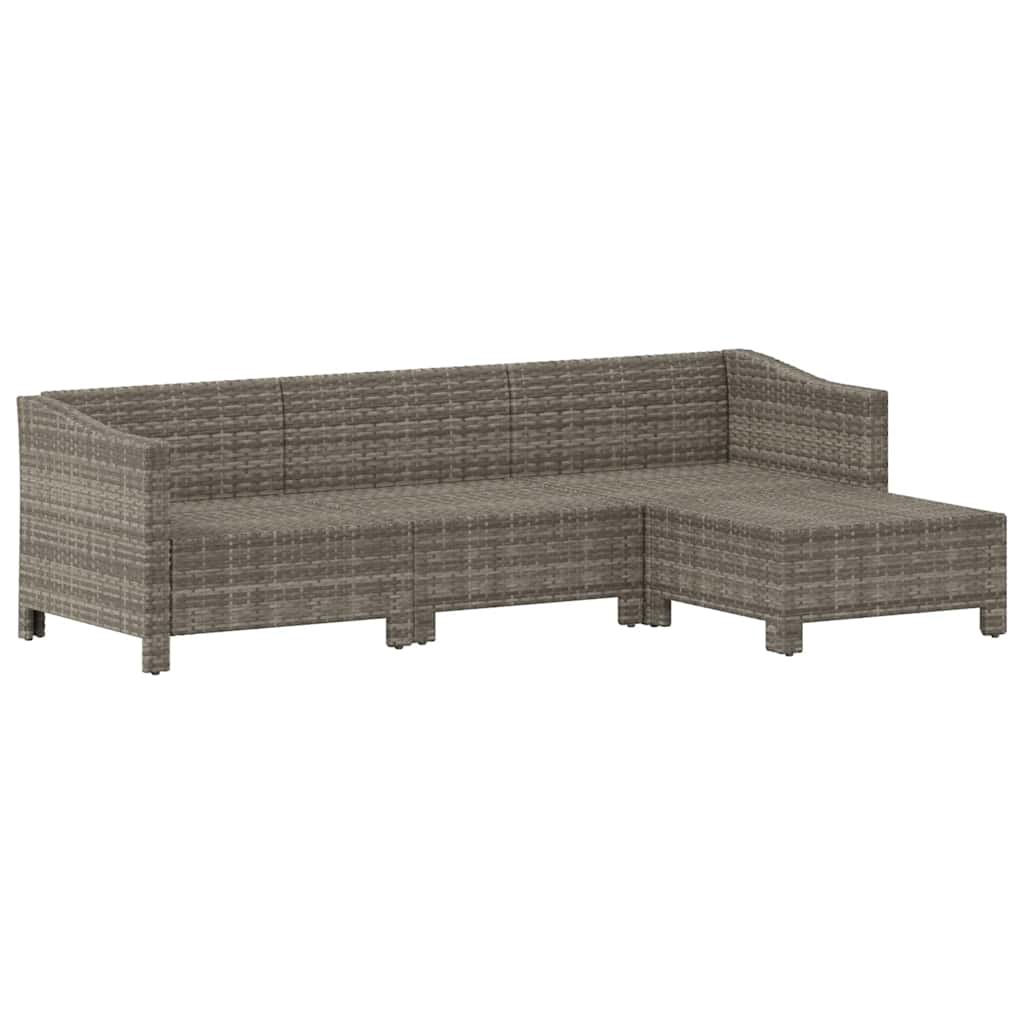 Set Divani da Giardino 4 pz con Cuscini in Polyrattan Grigio - homemem39