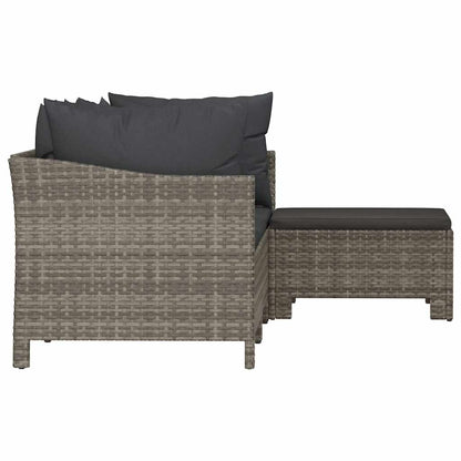 Set Divani da Giardino 4 pz con Cuscini in Polyrattan Grigio - homemem39