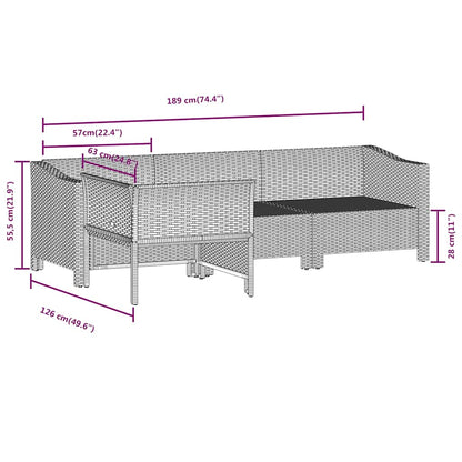 Set Divani da Giardino 4 pz con Cuscini in Polyrattan Grigio