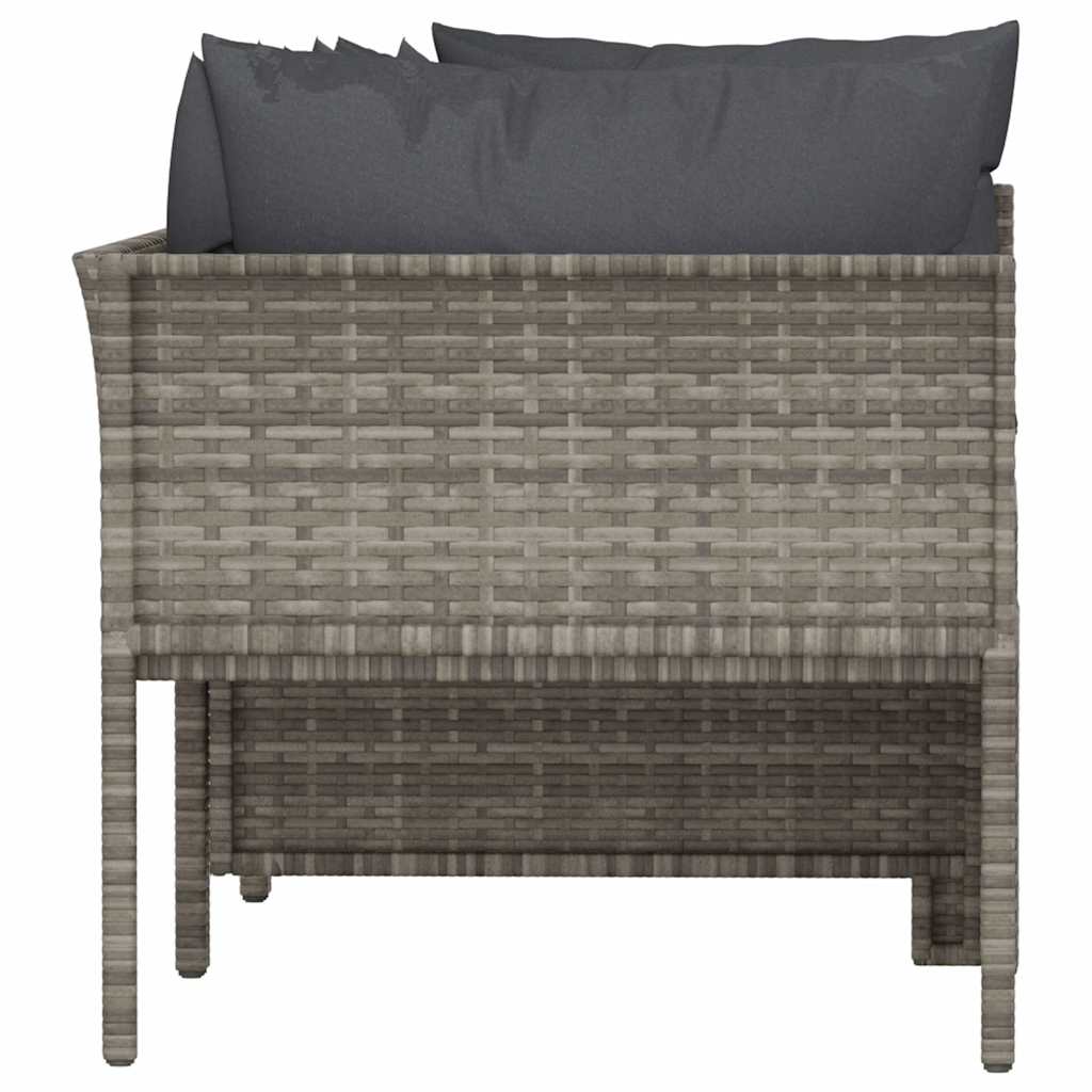 Set da giardino 4 pezzi con cuscini grigio in polyrattan - homemem39
