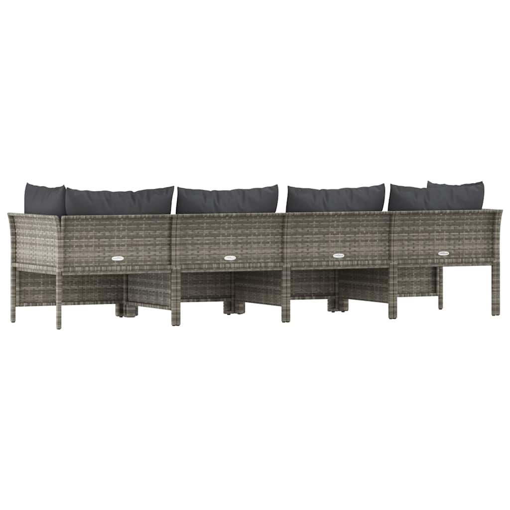 Set da giardino 4 pezzi con cuscini grigio in polyrattan - homemem39