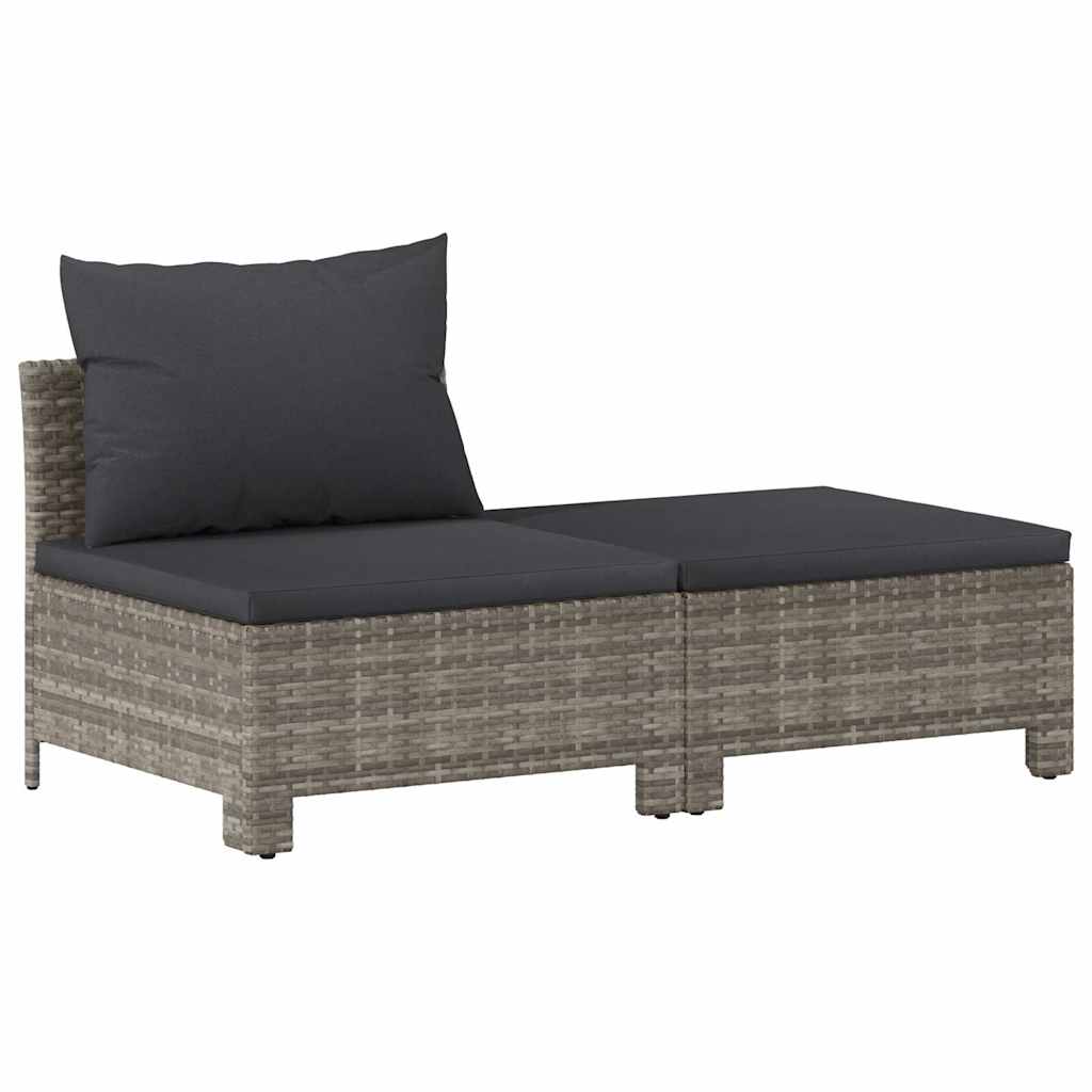 Set da giardino 2 pezzi con cuscini grigio in polyrattan - homemem39